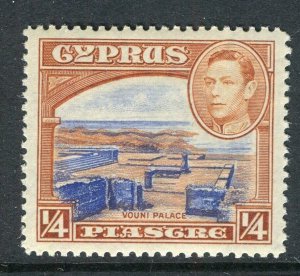 CYPRUS; 1938 early GVI Pictorial issue fine Mint hinged Shade of 1/4Pi. value