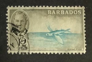 Barbados  1950 Scott 222 used - 12c, Flying Fish & King George VI