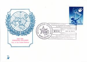 Austria No.559 on United Nations Day Cover. Special Soviet Cancel