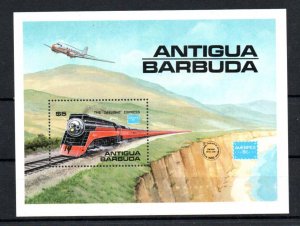ANTIGUA AND BARBUDA - M/S - 1986 - TRAINS - DAYLIGHT EXPRESS - AMERIPEX 86 -