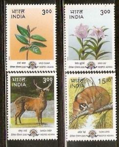 India 2000 Fauna & Flora Sc 1811-14 Wild Animals Flower Plant Tree 4v MNH Set