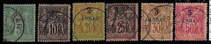 ZA052a - French Post ZANZIBAR - Lot of 6 STAMPS 1894 Set - USED-