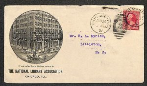 USA #220 STAMP ILLINOIS THE NATIONAL LIBRARY ASSOC. ADVERTISING COVER 1891