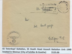 WW2: German Feldpost: SS Totenkopf Battalion, SS Death Head Assault Batt (M6341)