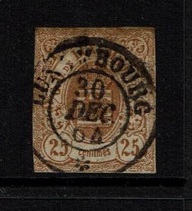 Luxembourg SC# 9, Used, close margins, Hinge Remnant - S4017