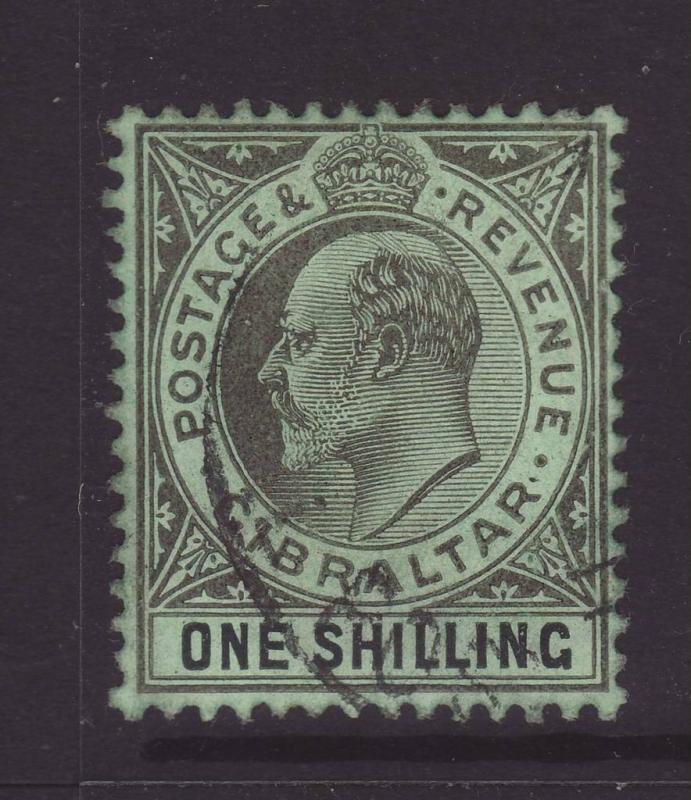 1910 Gibraltar 1/- Wmk Mult Crown CA Fine Used SG71