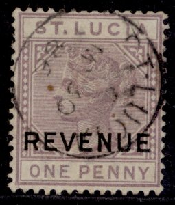 ST. LUCIA QV SG F28, 1d dull mauve, FINE USED. Cat £14. CDS