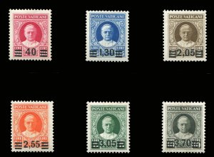 Vatican City #35-40 (Sass. 35-40) Cat€2,000, 1934 Provisional Surcharges, s...
