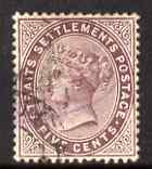 Malaya - Straits Settlements 1882 QV 5c purple-brown Crow...