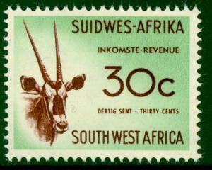 SOUTH WEST AFRICA 1961 30c GEMSBOK General Duty Revenue MNH