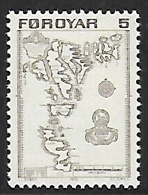 Faroe Islands # 7 - Map of Islands - MNH -