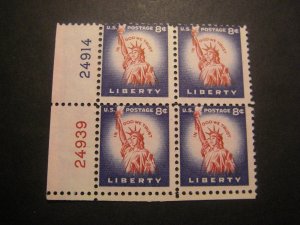 Scott 1041, 8c Liberty, PB4 #24914 & 24939 LL, MNH Liberty Beauty