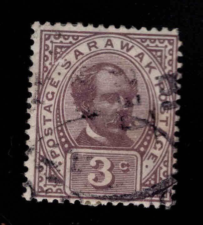 SARAWAK Scott 38 Used stamp nice cancel thinned and horizontal bend