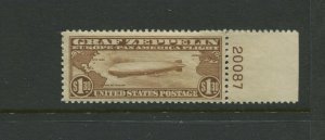 C14 Graf Zeppelin Air Mail Mint PLATE # Stamp  (Stock C14-186)