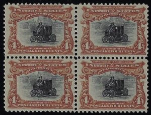 Scott #296 - $680.00 – VF-OG-NH – Wonderfully fresh mint block of four.