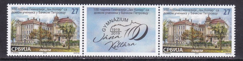 Serbia 2019 100 years of school Slovak gymnasium Jan Kolar Kollar MNH