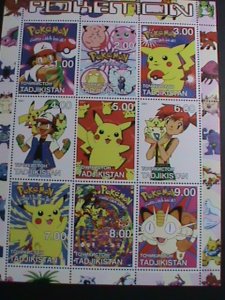 TAJIKISTAN STAMP- POKEMON- GOTTA CATCH  THEM ALL  STAMP MNH FULL SHEET  VF