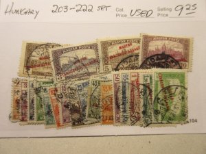 HUNGARY Scott 203-222 SET, USED Cat $9.25