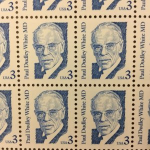 2170    Paul Dudley White, M.D.   MNH  3 Cent  Sheet of 100.  Issued in 1986.