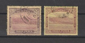 DOMINICA 1908/20 SG 51a&b USED Cat £21.75