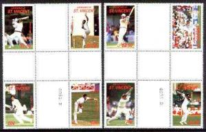 St Vincent - Grenadines 1988 Cricketers set of 8 in se-te...