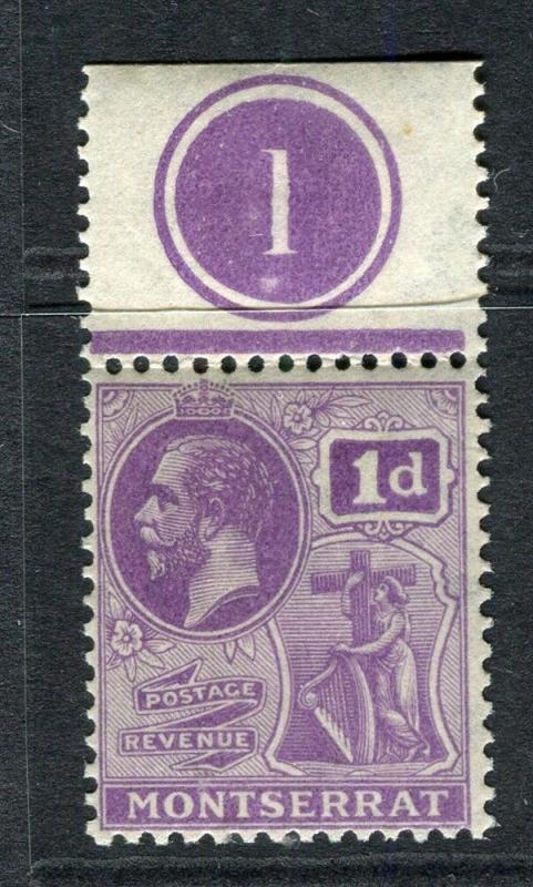 MONTSERRAT; 1922 early GV issue fine Mint hinged 1d. Marginal value