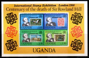 Uganda 1980 Sc#296a. LONDON 1980 OVPT.ROWLAND HILL Souvenir Sheet MNH