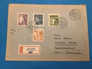 Czechoslovakia to Germany Registered 1954  Stamp Cover R42879 