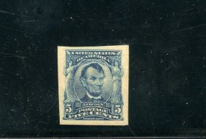 US SCOTT #315 1908 5c LINCOLN IMPERF VF/XF MINT NEVER HINGED
