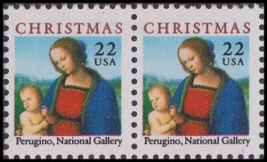 US 2244 Christmas Madonna & Child 22c horz pair MNH 1986