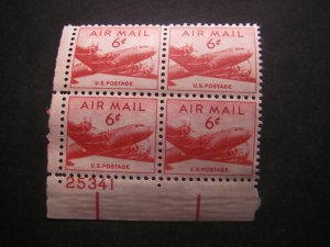 Scott C39b, 6c DC-4 Skymaster, PB4 #25341 LL, dry print, MNH Airmail Beauty