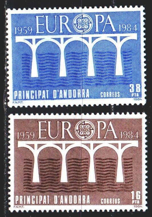 Andorra. 1984. 175-76. Bridge, europa-sept. MLH.