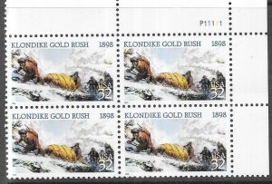 US# 3235 32c  Klondike Gold Rush 1898 plate block of 4 (MNH) CV $2.60