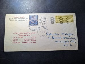 1933 USA Columbia Dual Franked First Flight Cover FFC NY Round Trip via Haiti