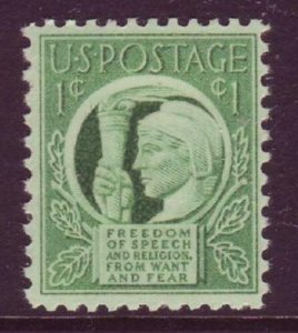 1943 Freedom of Speech & Religion Single 1c Postage Stamp, Sc# 908, MNH, OG