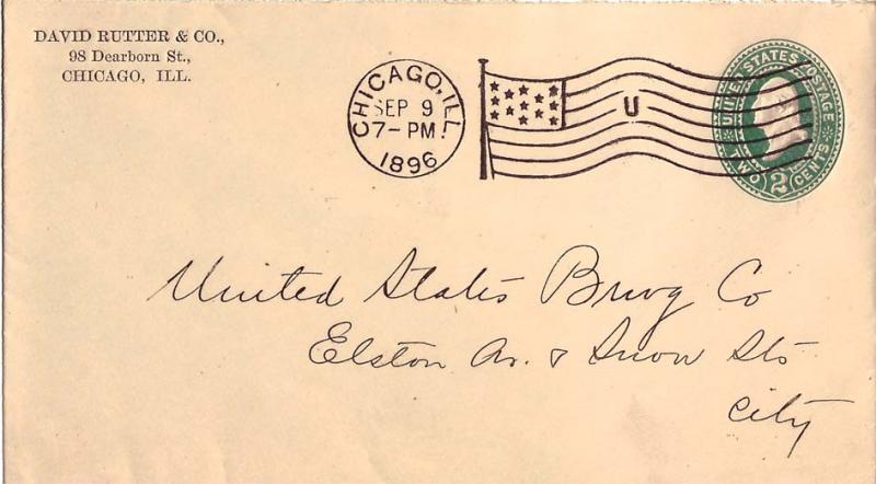 United States Illinois Chicago, Ill. 1896 American Flag Type D14(U)  Postal S...