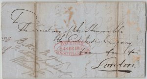 Ceylon 1855 Trincomalee Steamer Letter to London East India Co. Stampless FL