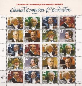 US Stamp 1997 Classical Composers & Conductors 20 Stamp Sheet #3158-65