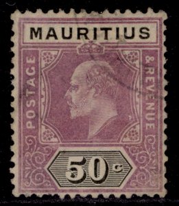 MAURITIUS EDVII SG191, 50c dull purple & black, USED. Cat £26.