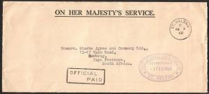 ST HELENA 1960 OHMS cover OFFICIAL PAID, Dept of Ag handstamp..............76352