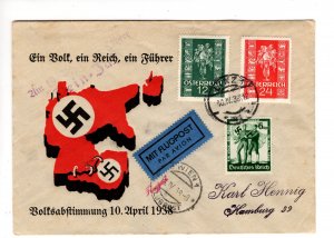 Germany Austria Anschluss Map Showing Austria Connected 1938 Linz Cover H10