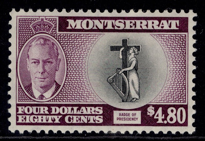 MONTSERRAT GVI SG135, $4.80 black & purple, M MINT. Cat £30.