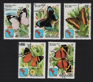 Nicaragua Butterflies 5v 1982 CTO SG#2341-2345