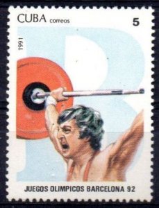 CUBA  Sc# 3297  BARCELONA SUMMER OLYMPIC GAMES Weightlifting 1991  MNH