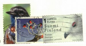 Finland #947, 1100, 1143 used birds reindeer