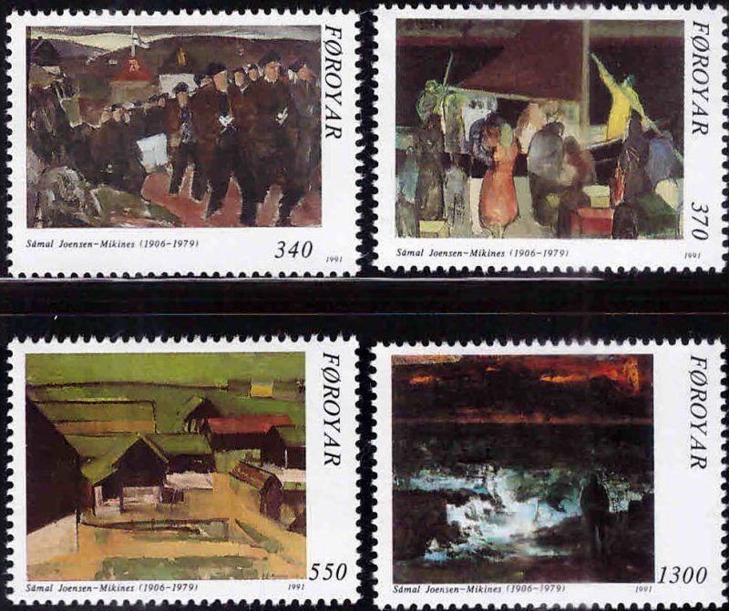 Faroe Islands -1991- Joensen-Mikines painting  MNH set # 228-231