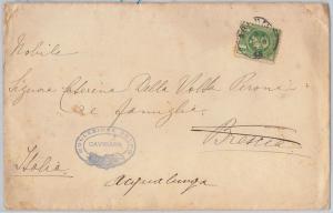 50754 GREECE  - POSTAL HISTORY: 5 Lepta HERMES perforated on COVER to ITALY 1894