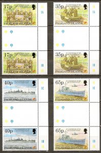 Falkland Islands Stamps Scott # 634 - 637 Mint NH Gutter Pairs Full Set of 4.