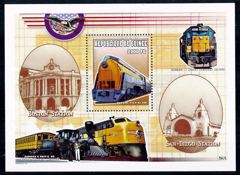 [63405] Guinea 2000 Railway Train Eisenbahn Chemin de Fer Souvenir Sheet MNH