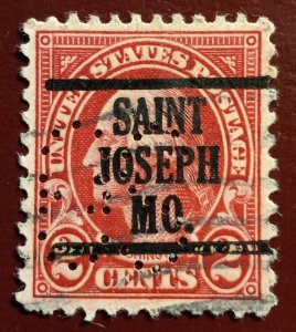 US Scott #554 Used Precancel Saint Joseph Mo./ Perfin O.S.VF/XF LAKE SHADE1923